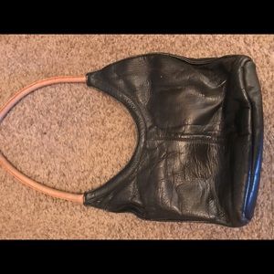 Small and slim black leather FRYE Hobo bag